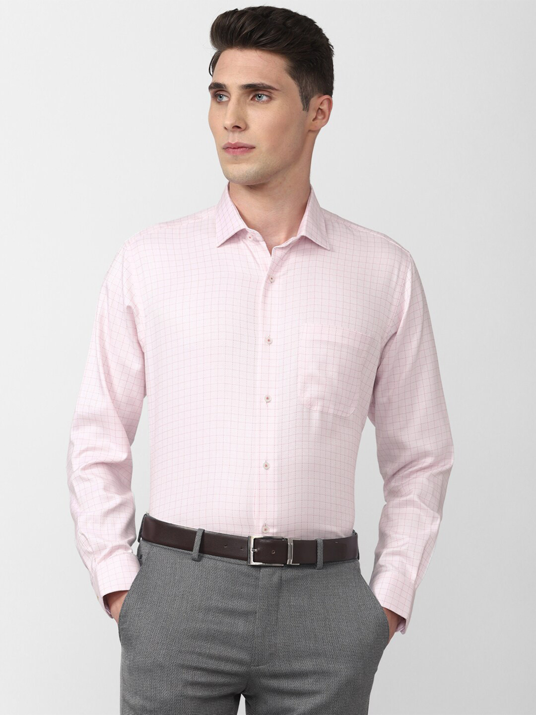 

Van Heusen Men Pink Cotton Checked Formal Shirt