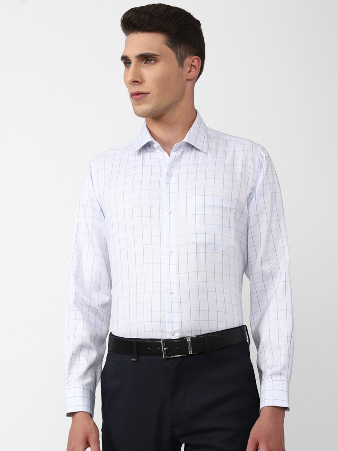 

Van Heusen Men Cotton Regular Fit Checked Formal Shirt, White