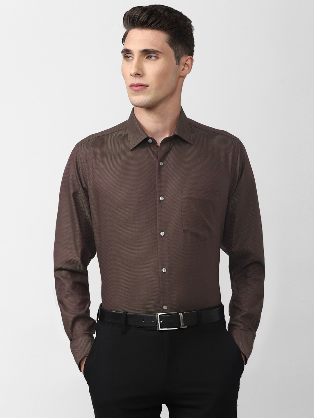 

Van Heusen Men Pure Cotton Formal Shirt, Brown