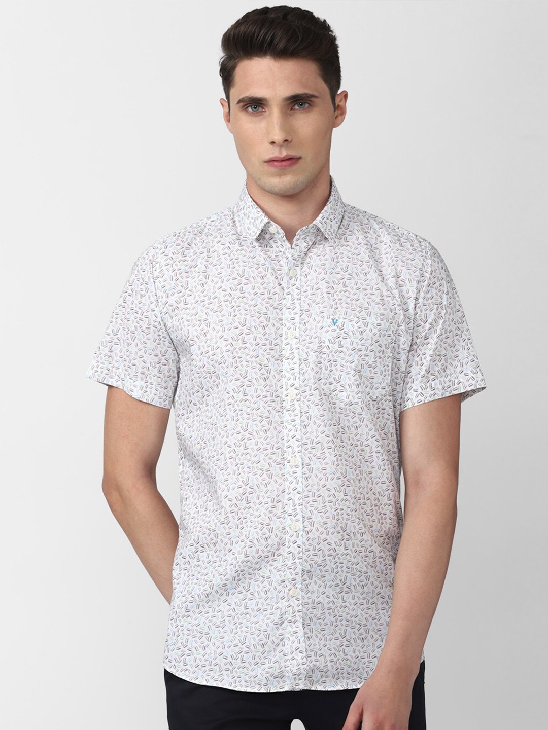 

Van Heusen Sport Men White Slim Fit Printed Cotton Casual Shirt