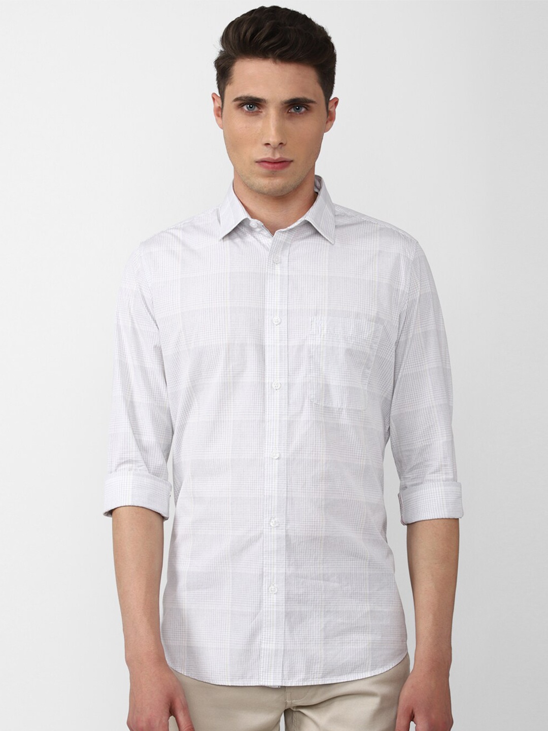 

Van Heusen Sport Men White Slim Fit Checked Casual Shirt