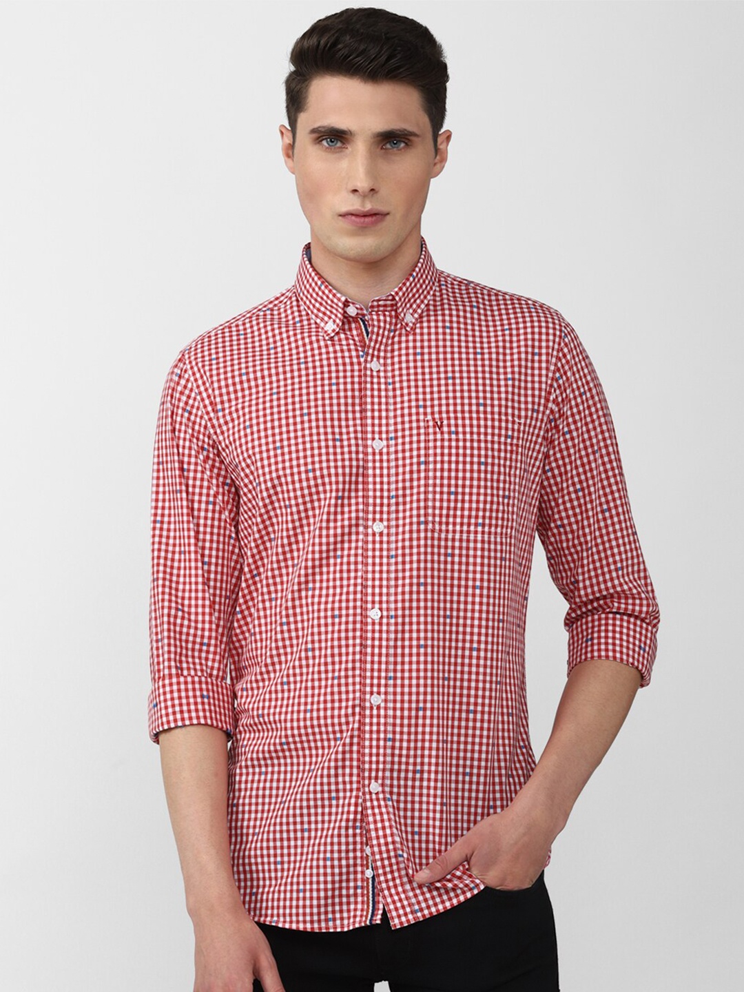 

Van Heusen Sport Men Slim Fit Gingham Checks Checked Casual Shirt, Red
