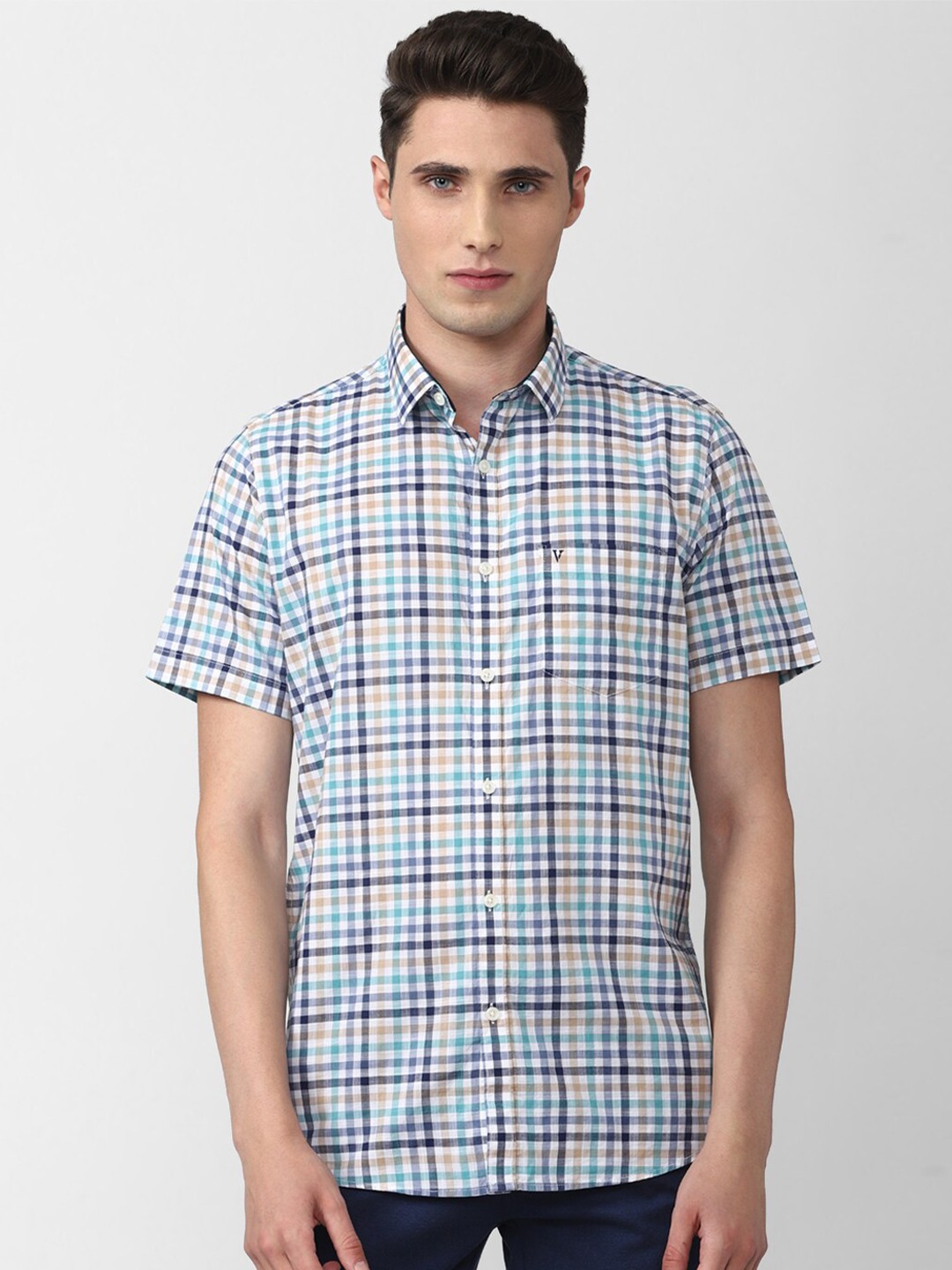 

Van Heusen Sport Men Slim Fit Checked Casual Shirt, Blue