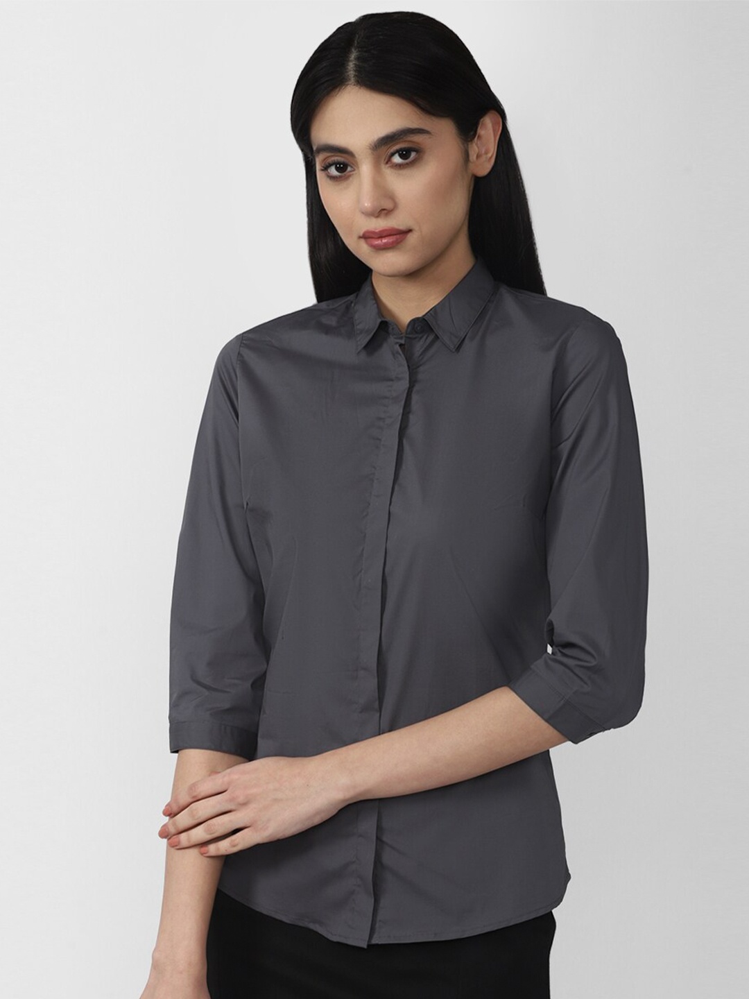 

Van Heusen Woman Women Solid Formal Shirt, Grey