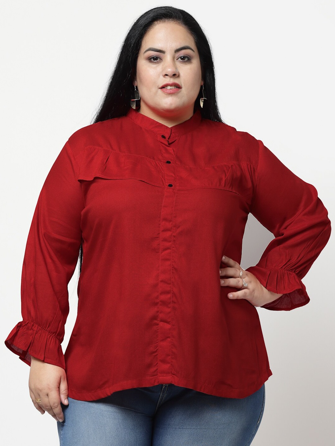 

FAZZN Women Plus Size Shirt Style Top, Red