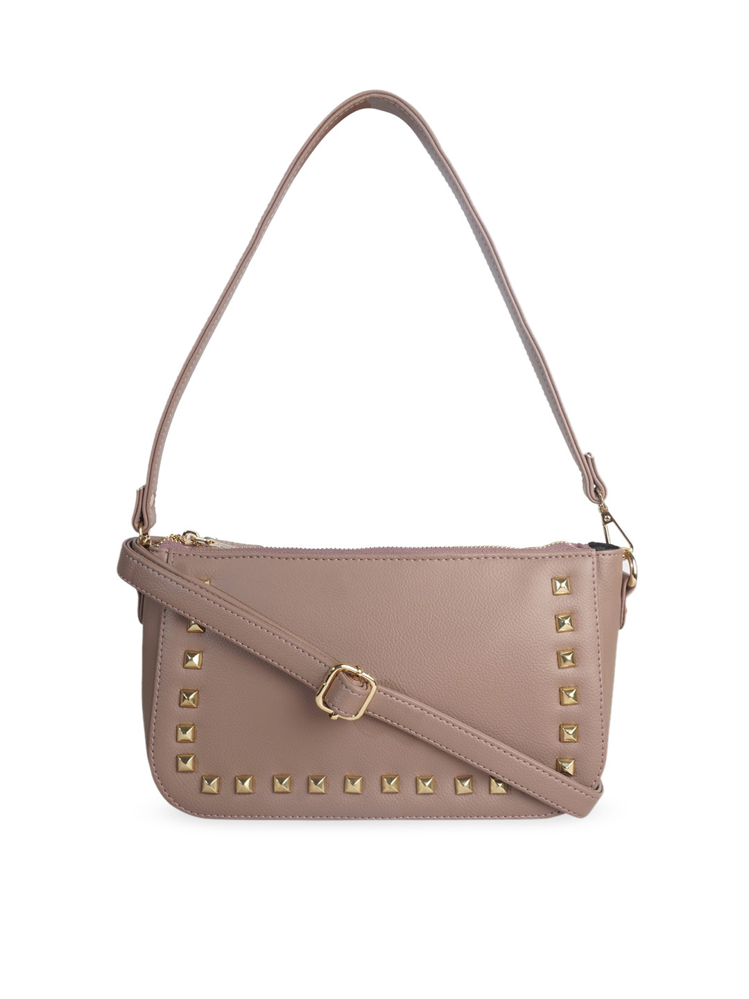 

HORRA Khaki Embellished PU Structured Shoulder Bag