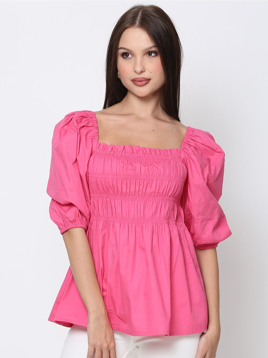 

DRIRO Women Pink Peplum Top