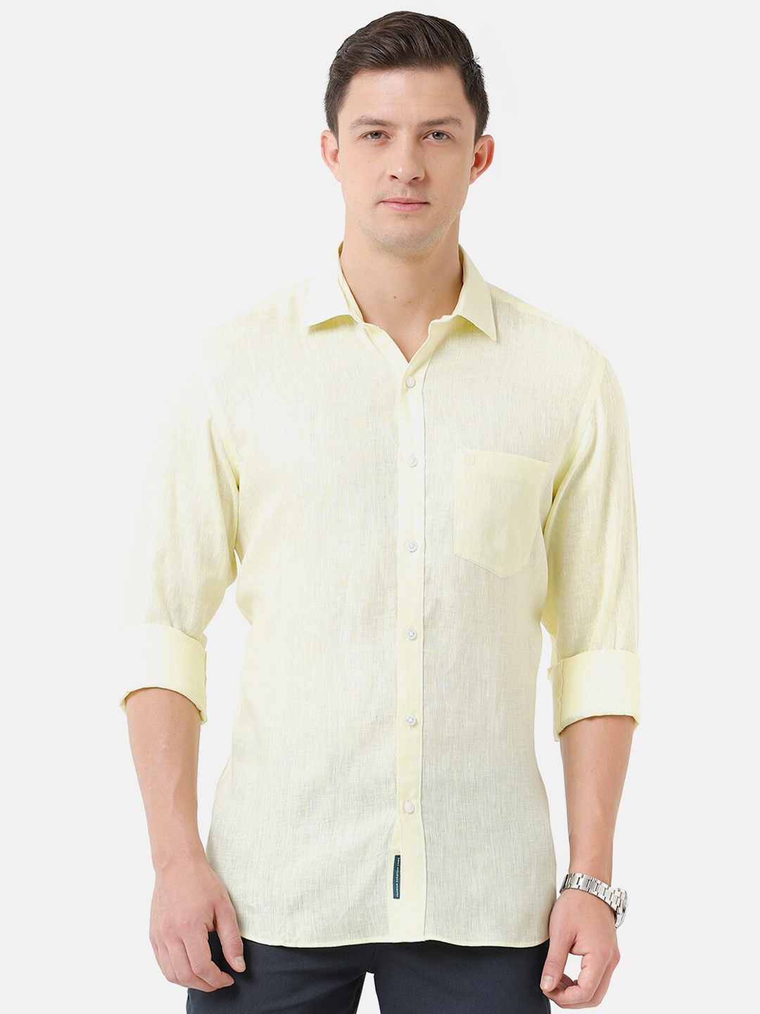 

Linen Club Men Sustainable Casual Linen Shirt, Yellow