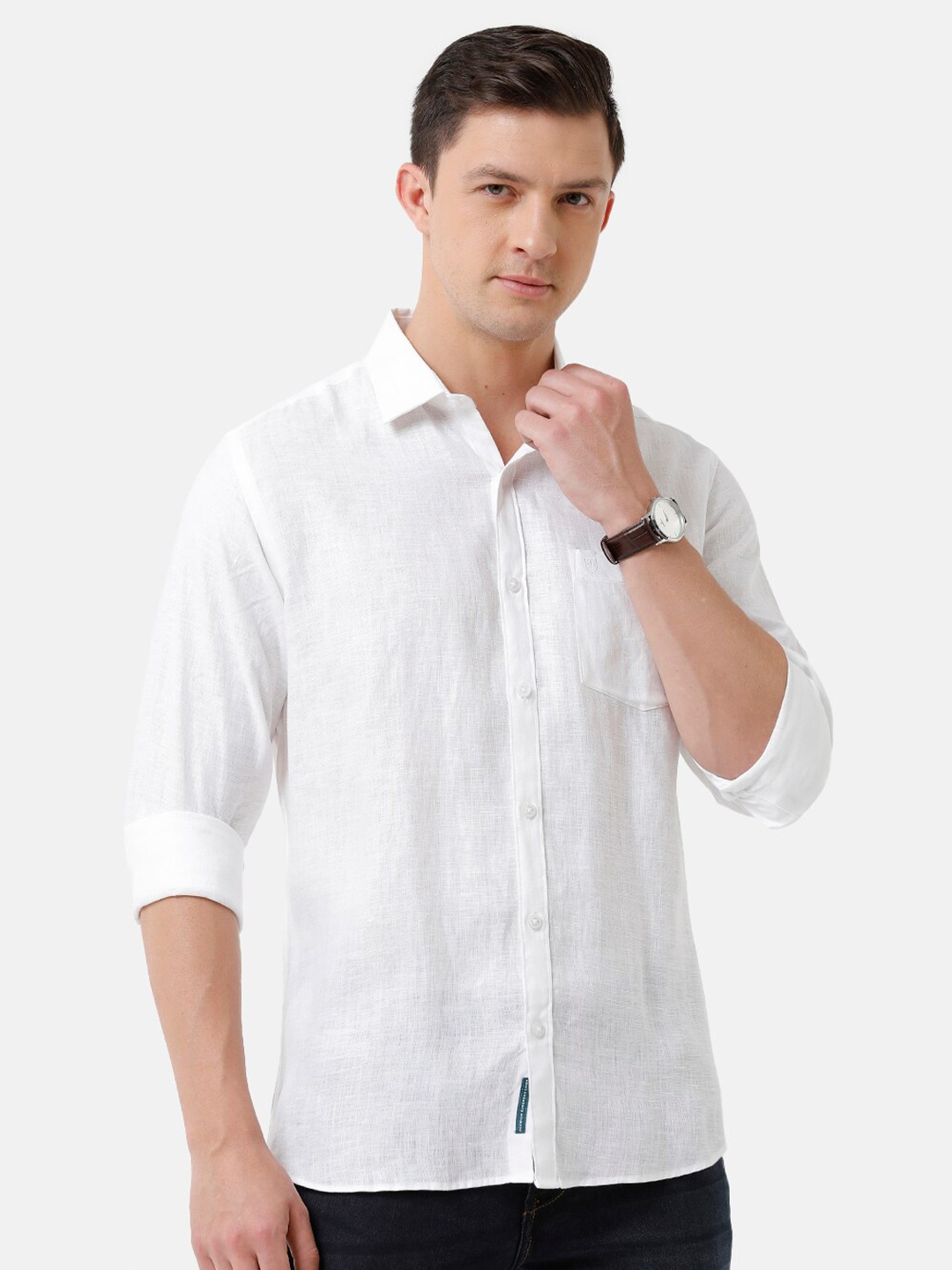 

Linen Club Men Solid Sustainable Casual Regular Fit Linen Shirt, White