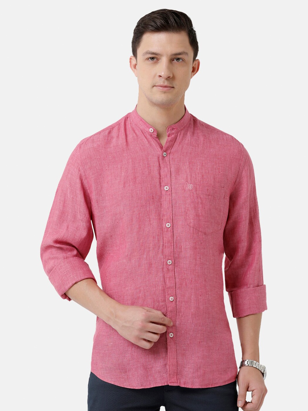 

Linen Club Solid Casual Regular Fit Linen Shirt, Red