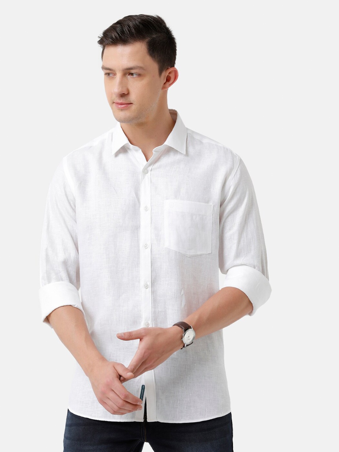 

Linen Club Men Linen Sustainable Casual Shirt, White