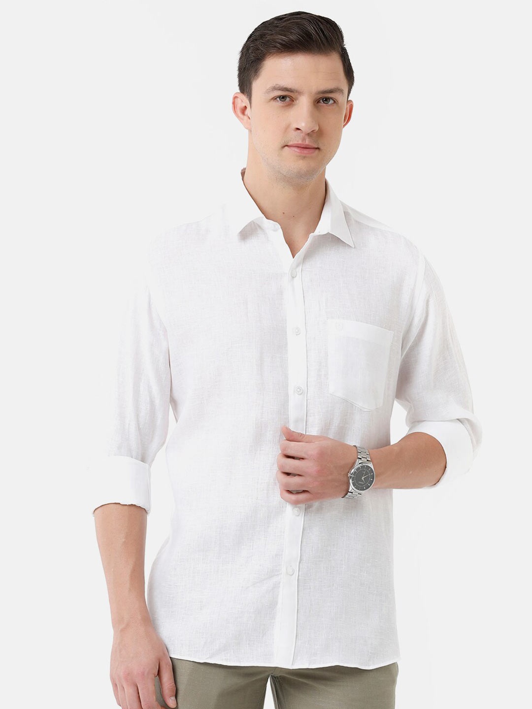 

Linen Club Men Linen Sustainable Casual Shirt, White