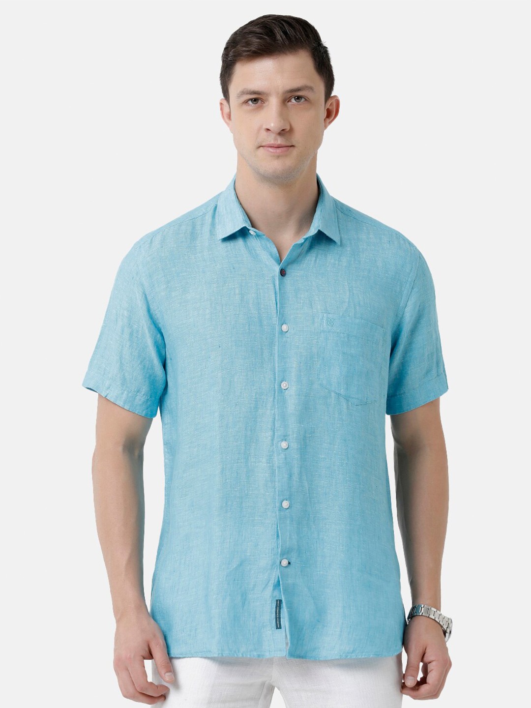

Linen Club Men Linen Casual Shirt, Blue