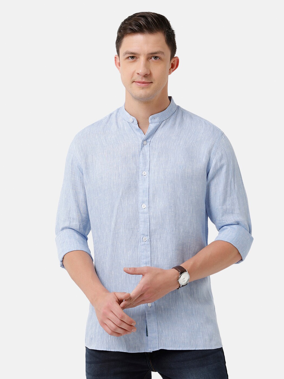 

Linen Club Men Linen Sustainable Casual Shirt, Blue