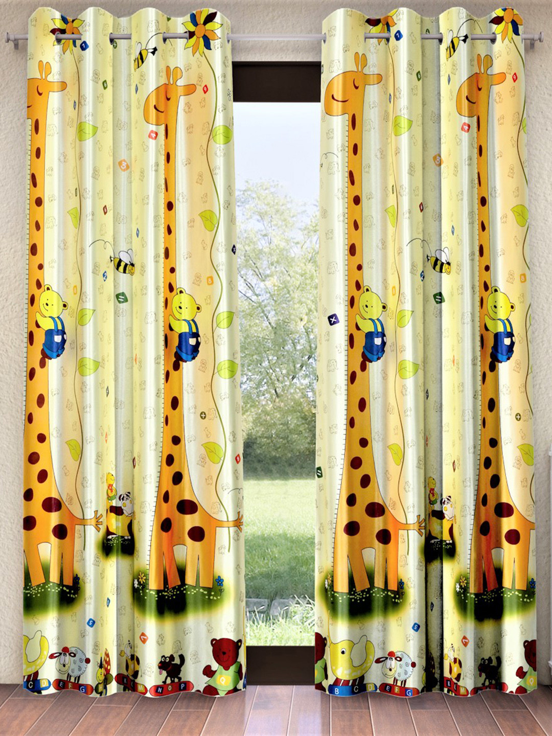 

Home Sizzler Set of 2 Room Darkening Polyester Door Curtain, Yellow