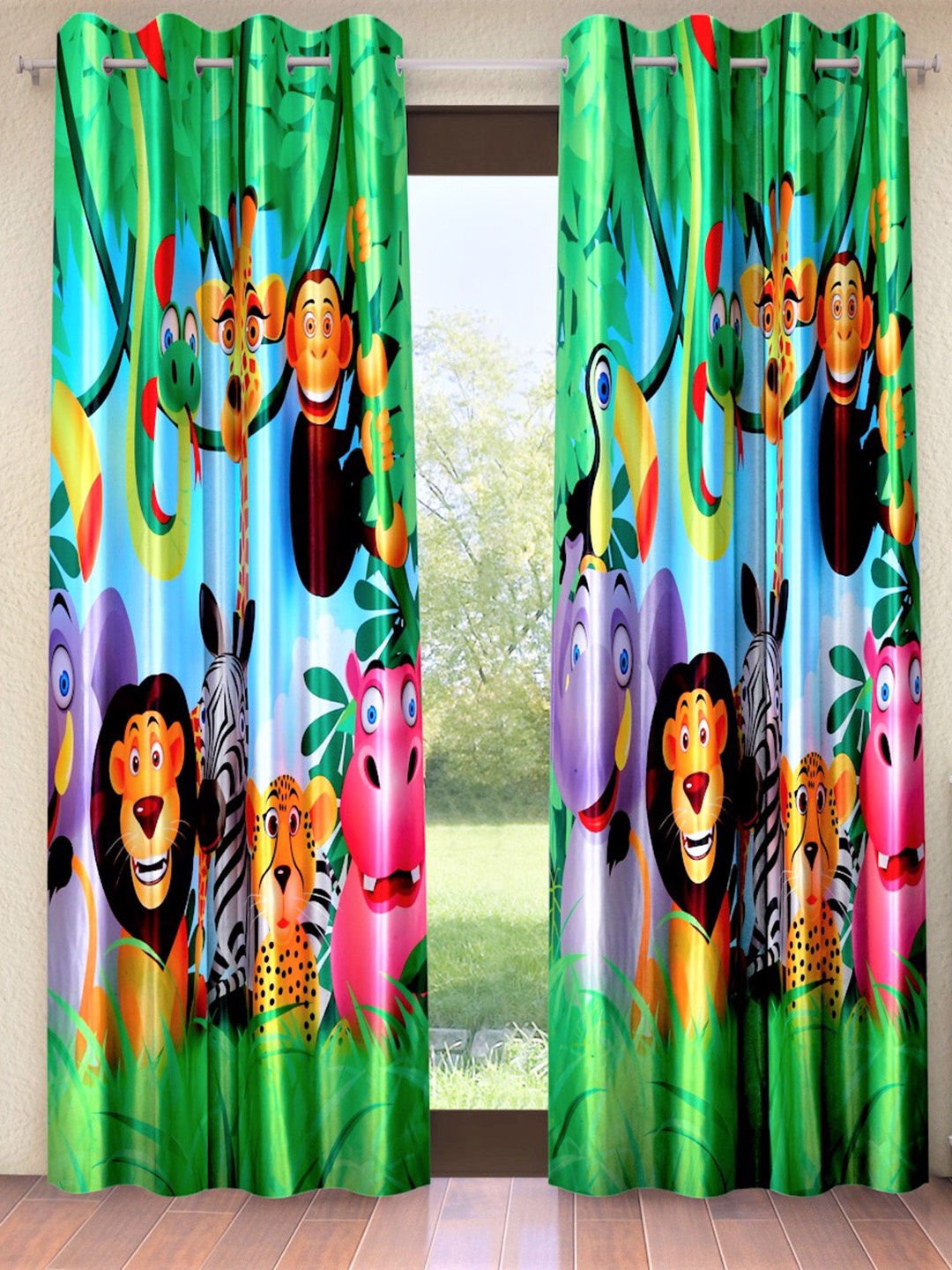

Home Sizzler Set of 2 Room Darkening Polyester Door Curtain, Green