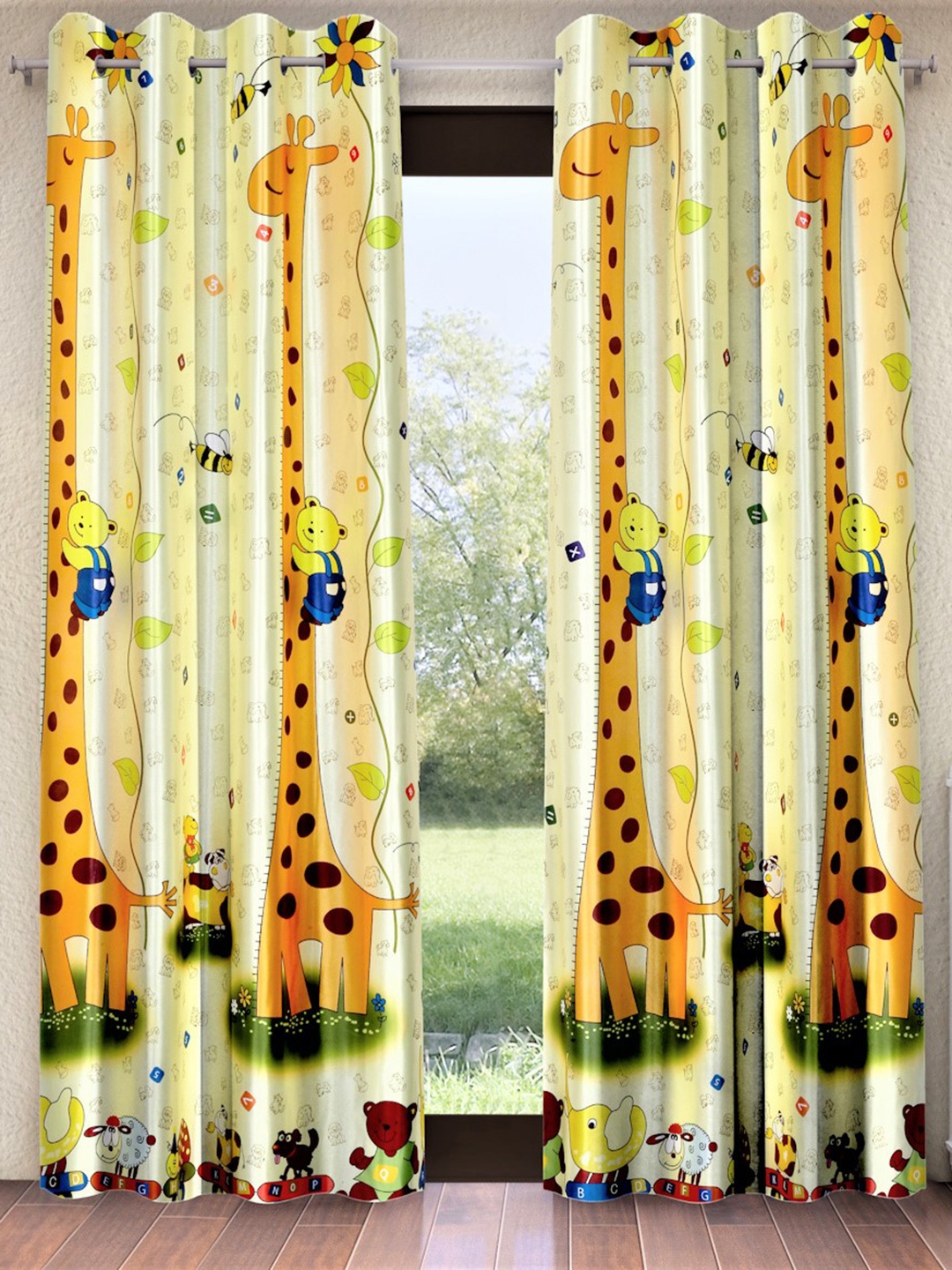 

Home Sizzler Set of 2 Polyester Room Darkening Window Curtain, Yellow