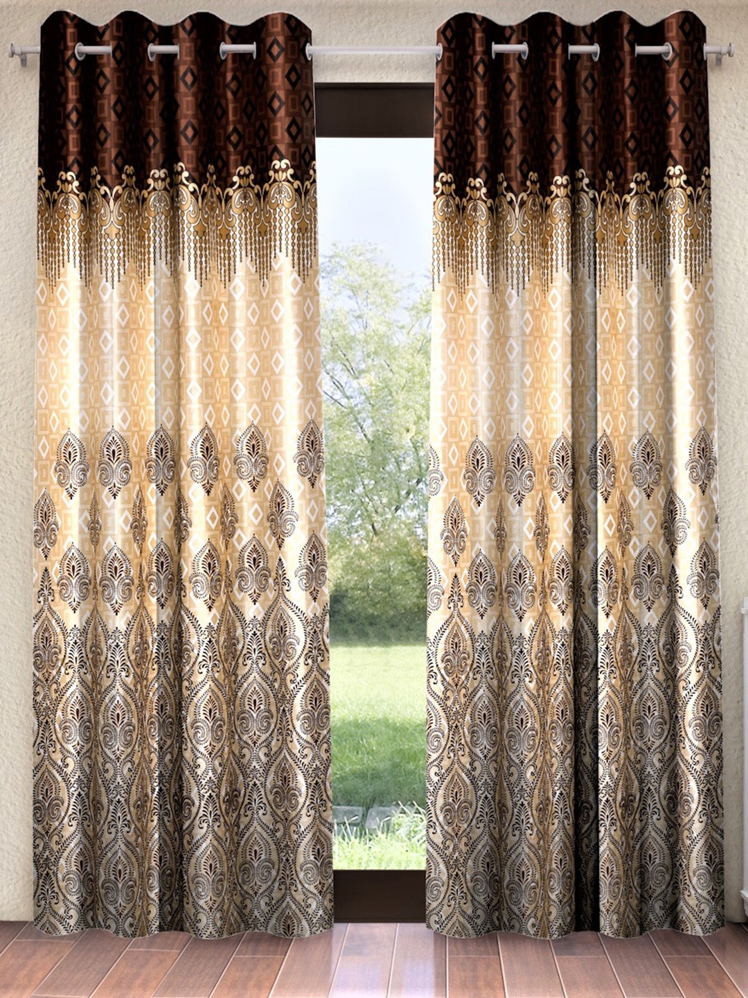

Home Sizzler Ethnic Motifs Door Curtains, Brown