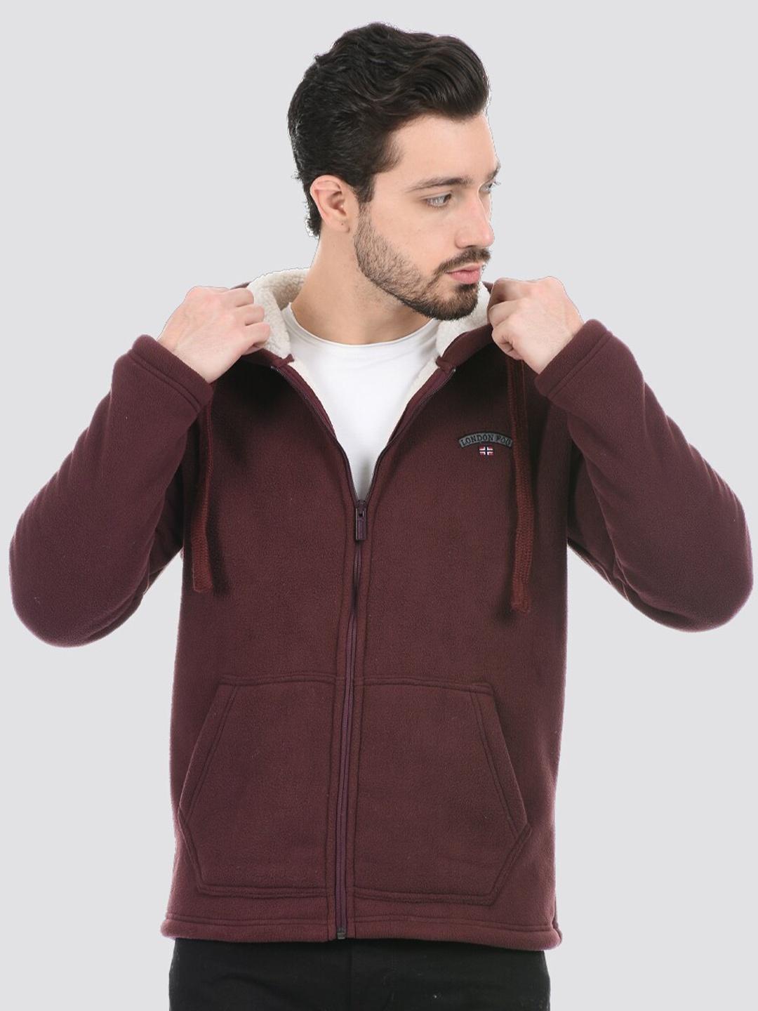 

LONDON FOG Men Hooded Sweatshirt, Burgundy