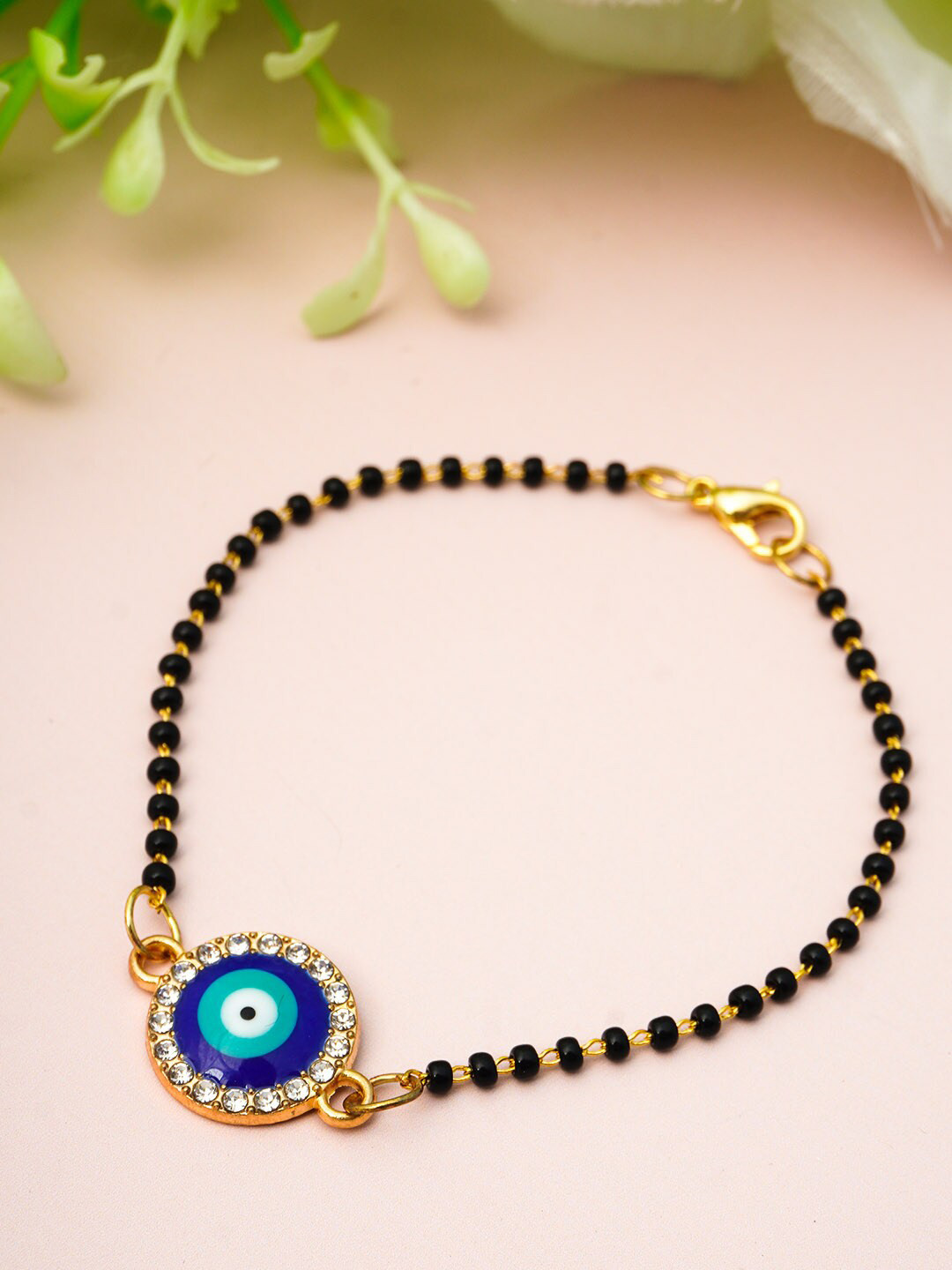 

Ferosh Women Blue & Black Gold-Plated Link Bracelet