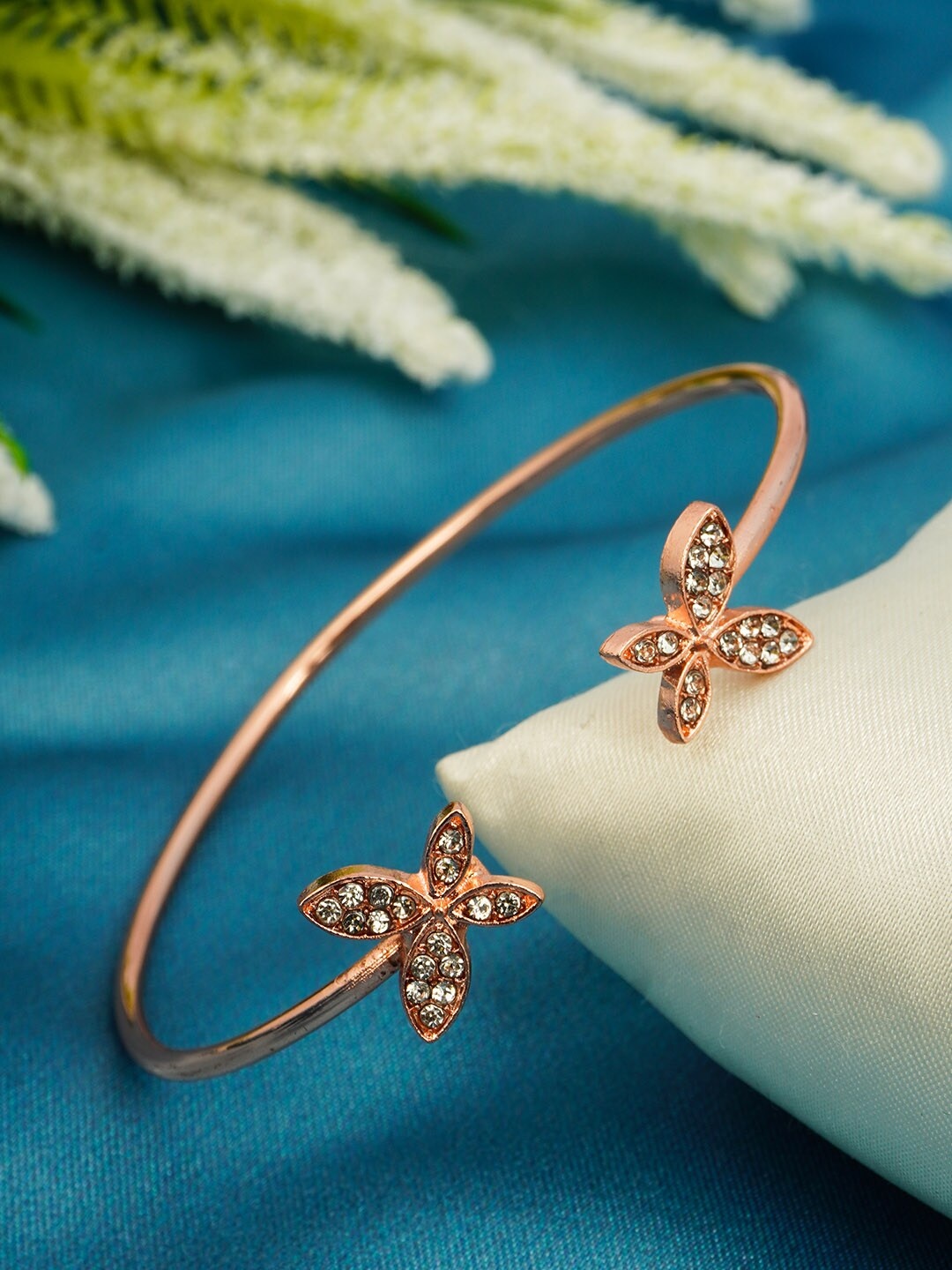 

Ferosh Women Rose Gold & White Rose Gold-Plated Cuff Bracelet