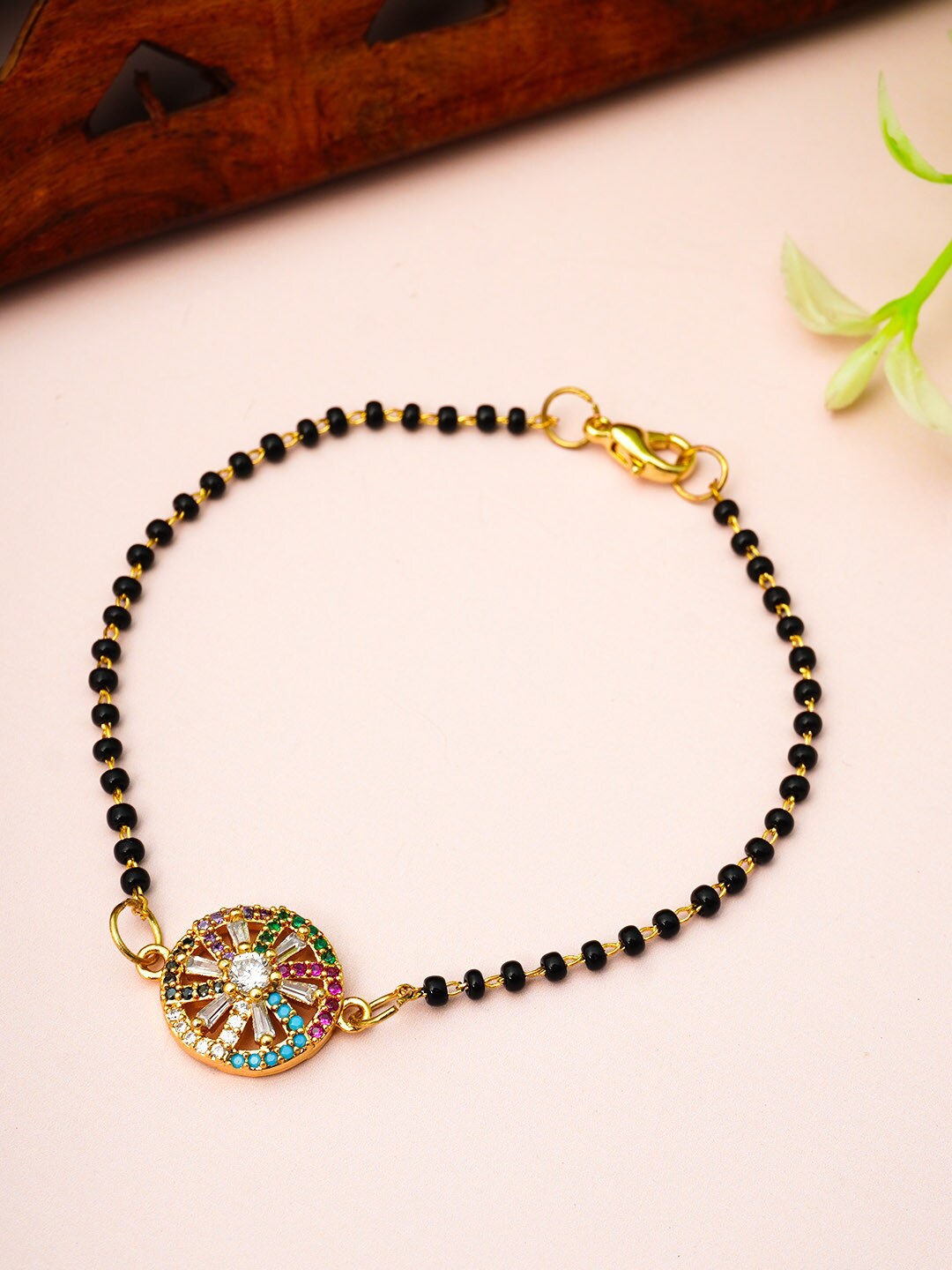

Ferosh Women Gold-Toned & Black Gold-Plated Link Bracelet