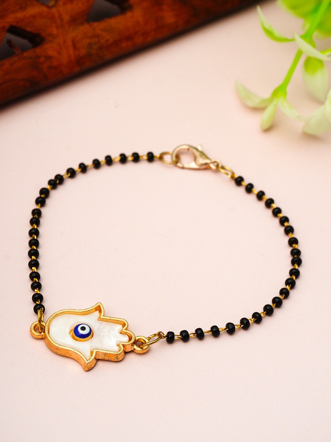 

Ferosh Women White & Gold-Toned Gold-Plated Link Bracelet