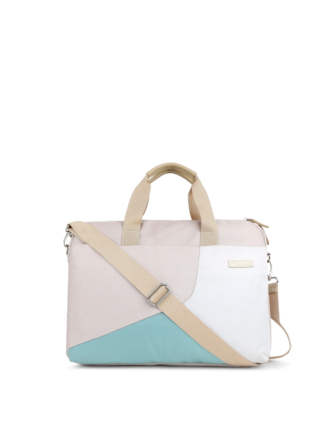 

PROBUS Unisex White & Blue Colourblocked Laptop Bag
