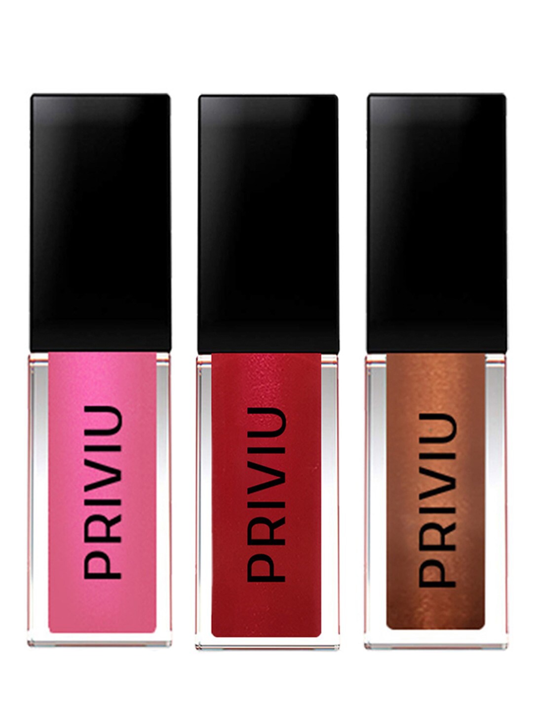 

PRIVIU Set Of 3 All Day Matte Liquid Lipsticks 4.5ml Each - Crystal Rruby 162 + Pink Himalayan 252 + Walnut Pearl 552