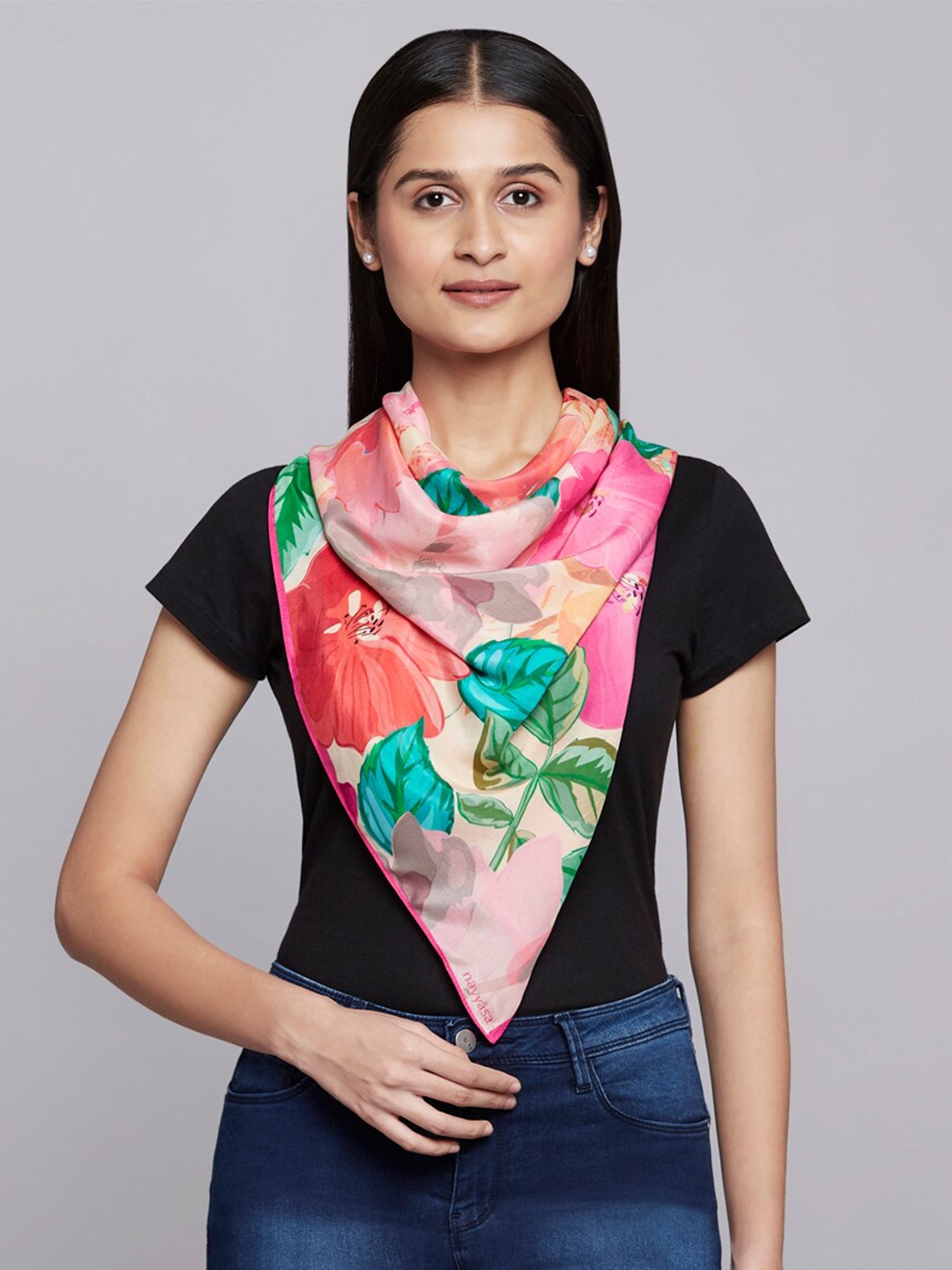 

navyasa by liva Women Viscose Rayon Printed Scarf, Pink