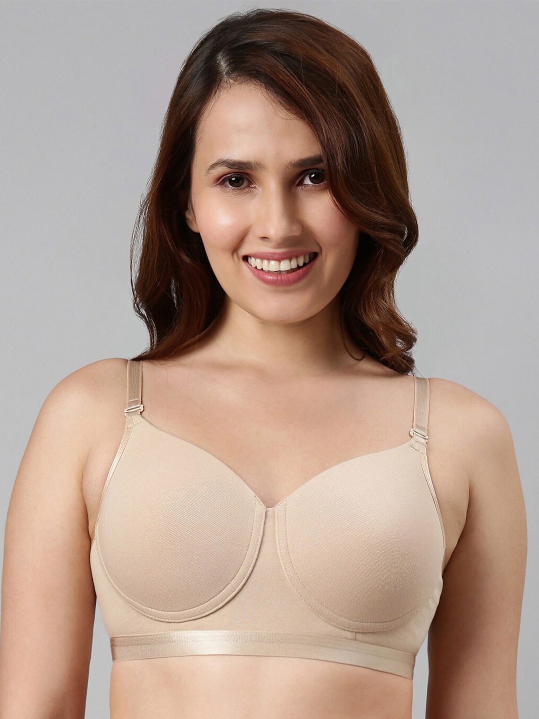 

Enamor Nude Fab-Cool Antimicrobial Cotton T-shirt Padded Bra and Wirefree