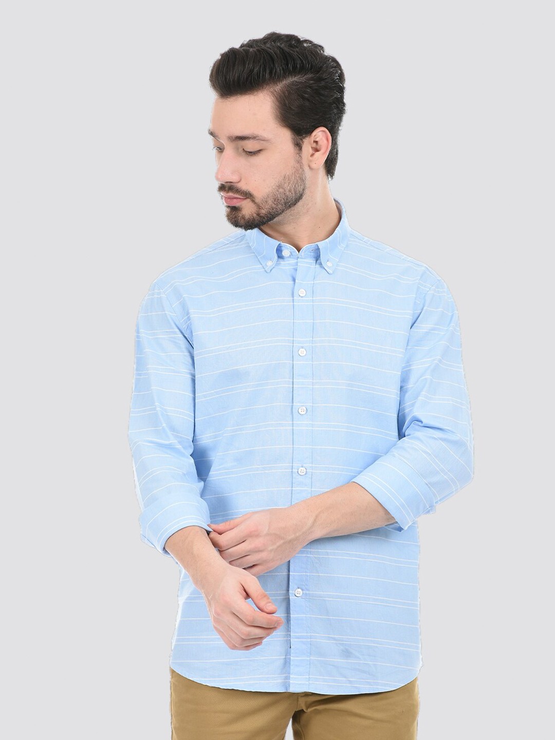 

LONDON FOG Men Striped Casual Shirt, Blue