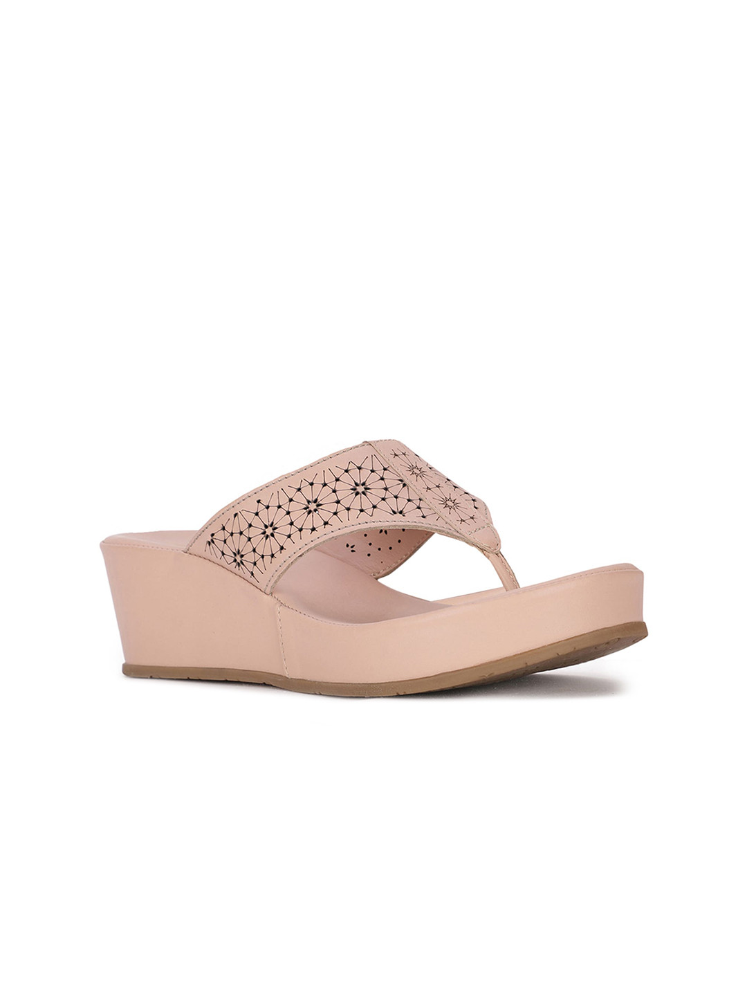 

Hush Puppies Textured Leather Wedge Sandals with Laser Cut Heels, Rose