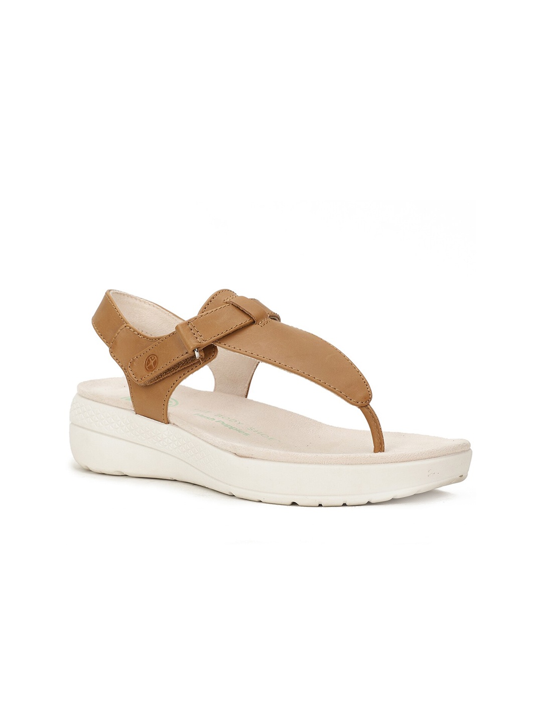 

Hush Puppies Leather Flat Form Sandal Heels, Tan