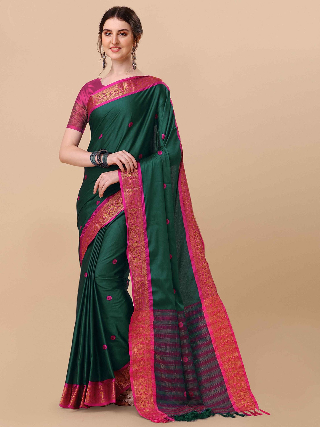 

KALINI Woven Design Zari Pure Silk Ilkal Saree, Green