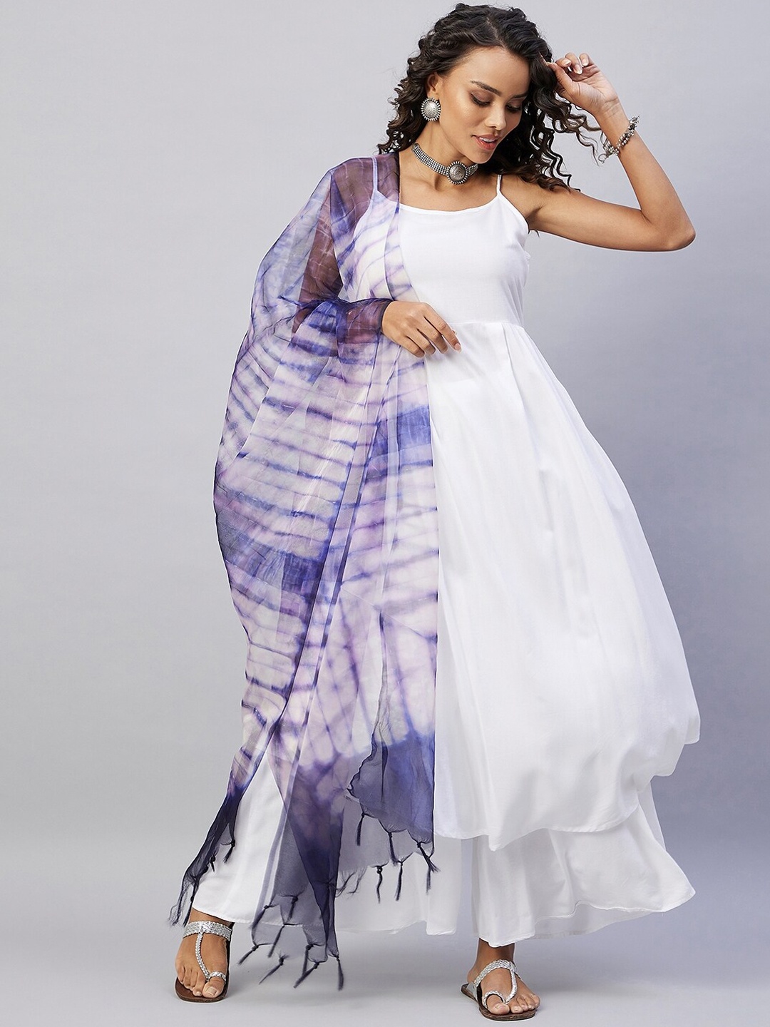 

InWeave Women Kurta with Palazzos & With Dupatta, White