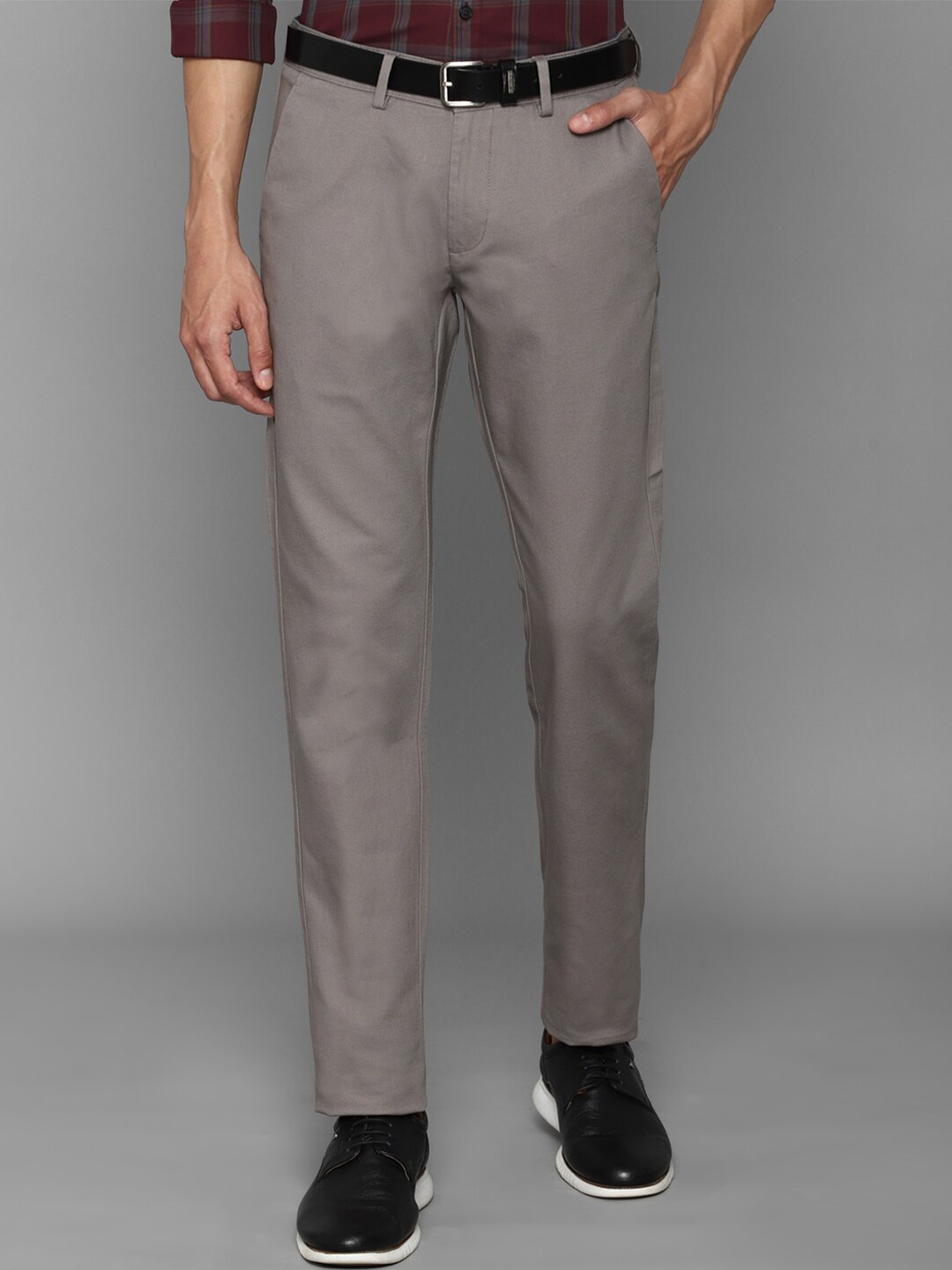 

Allen Solly Men Textured Slim Fit Trousers, Grey
