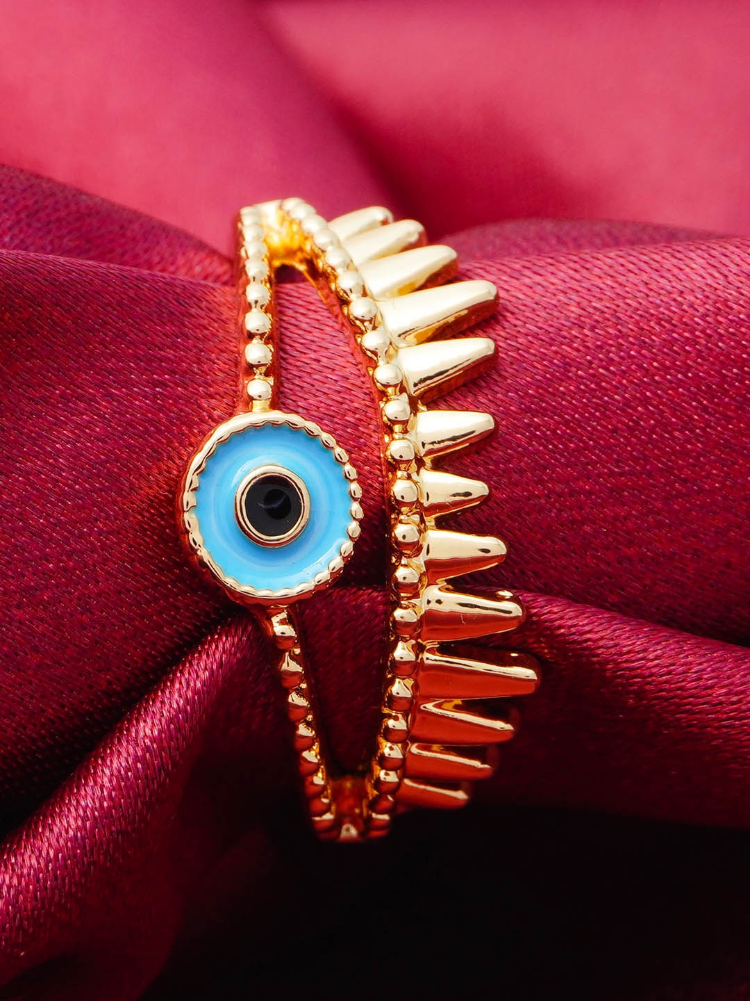 

Ferosh Women Gold-Plated Evil Eye Finger Ring