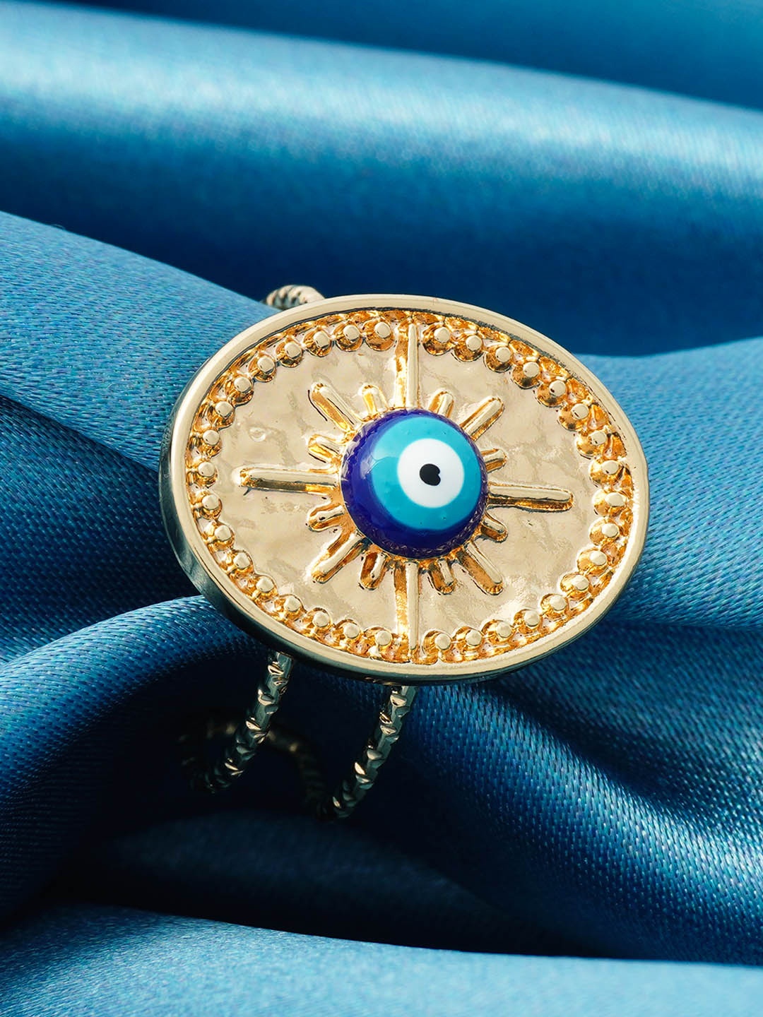 

Ferosh Textured Evil Eye Adjustable Ring, Gold