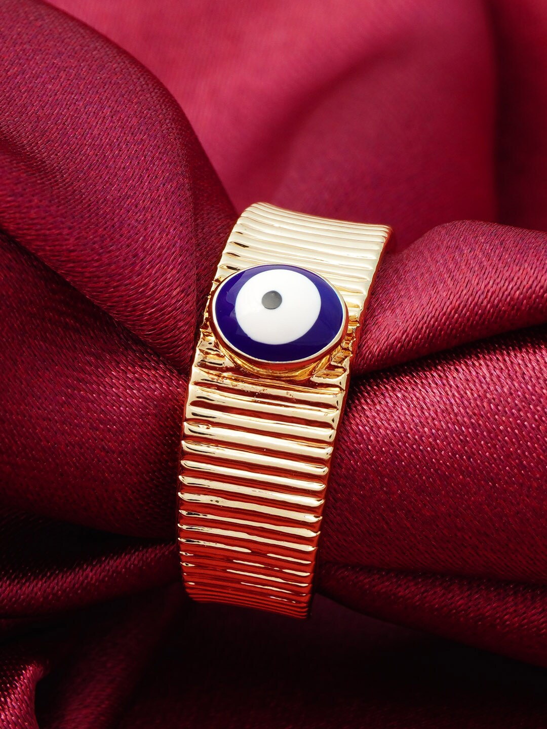 

Ferosh Gold-Plated Stone Studded Evil Eye Finger Ring