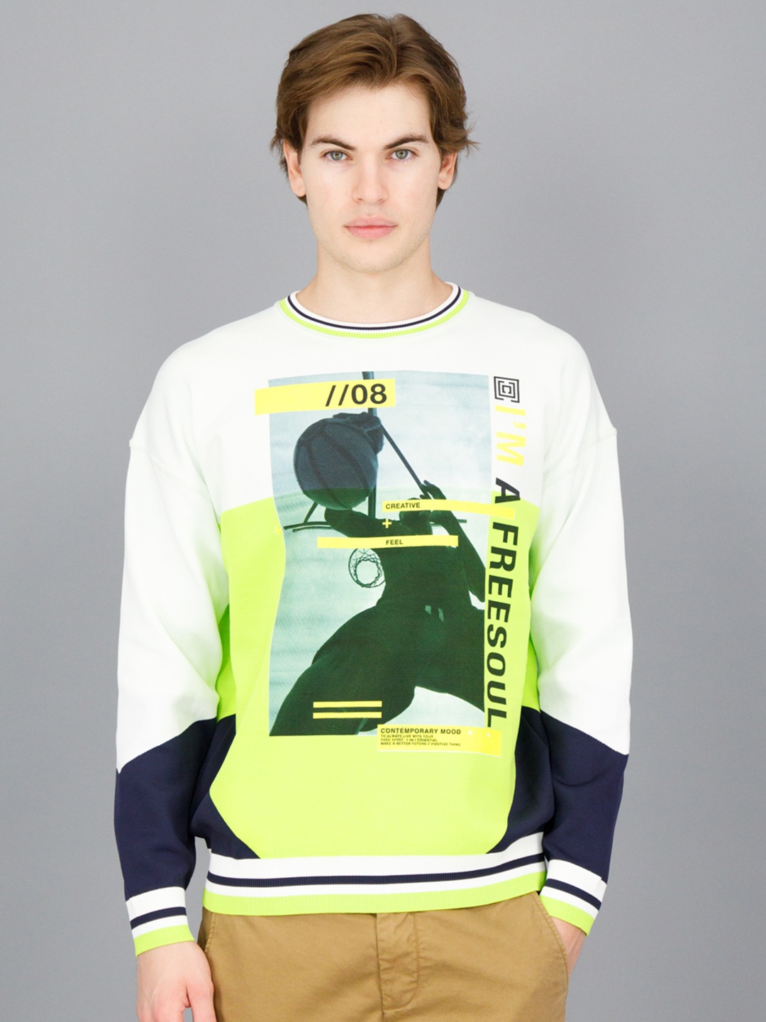 

FREESOUL Men Printed Sweatshirt, Lime green