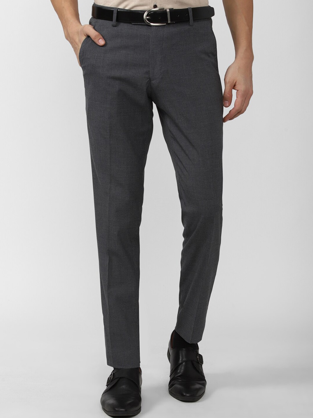 

Peter England Men Slim Fit Formal Trousers, Grey