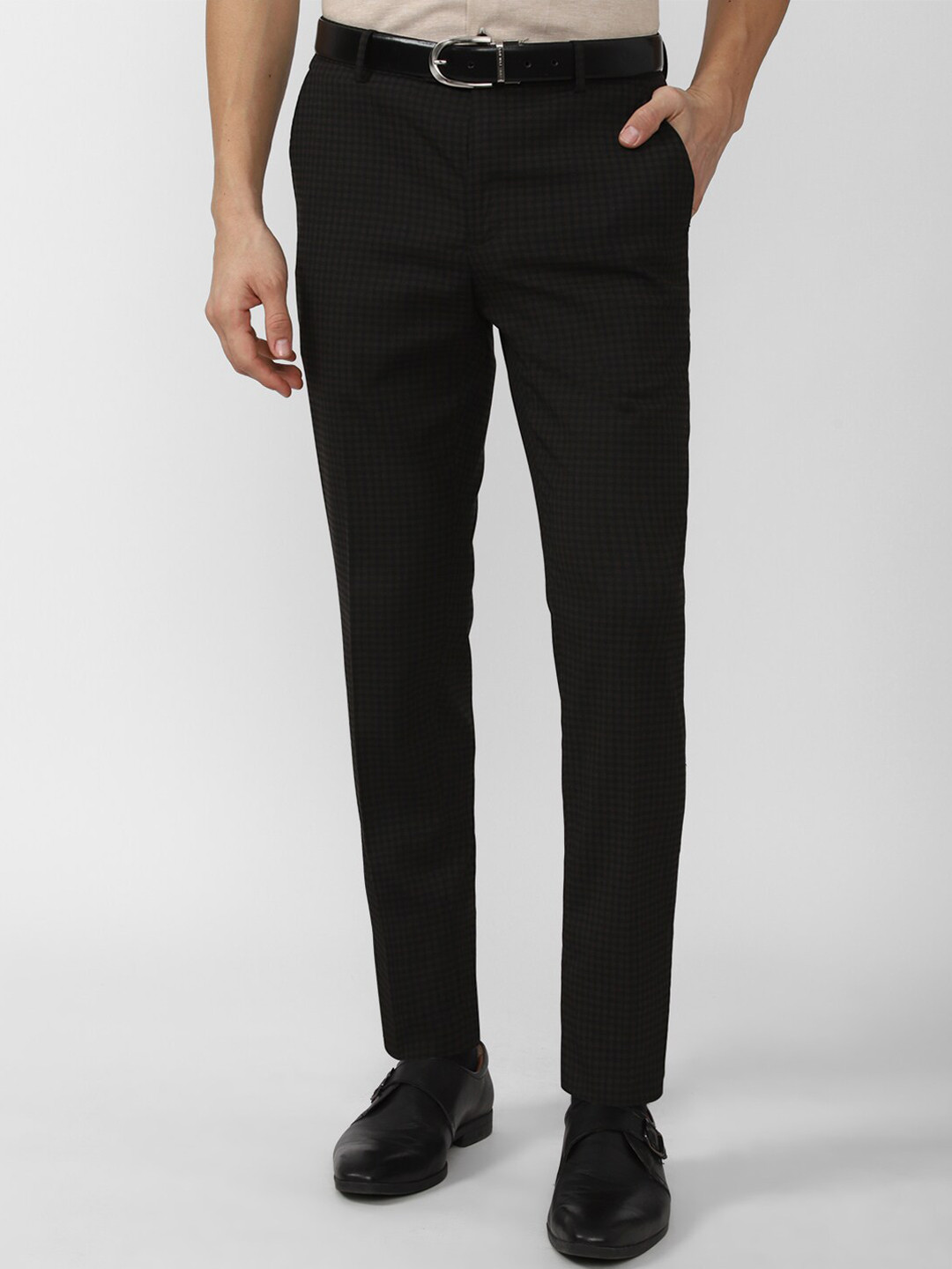 

Peter England Men Slim Fit Trousers, Black