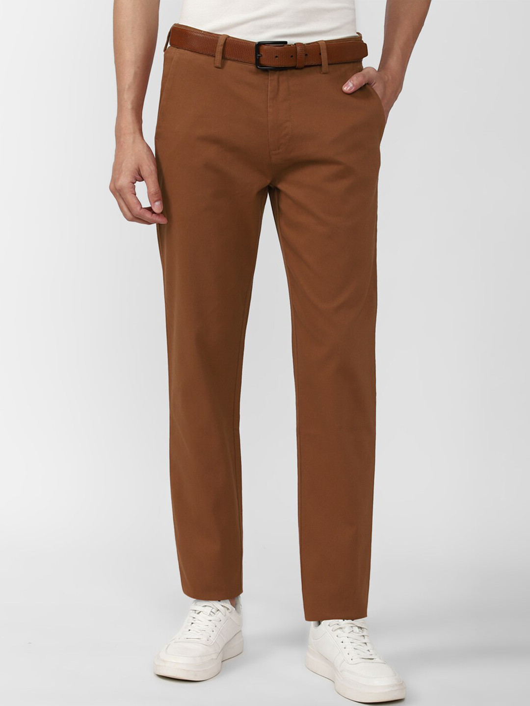 

Peter England Casuals Men Slim Fit Trousers, Brown