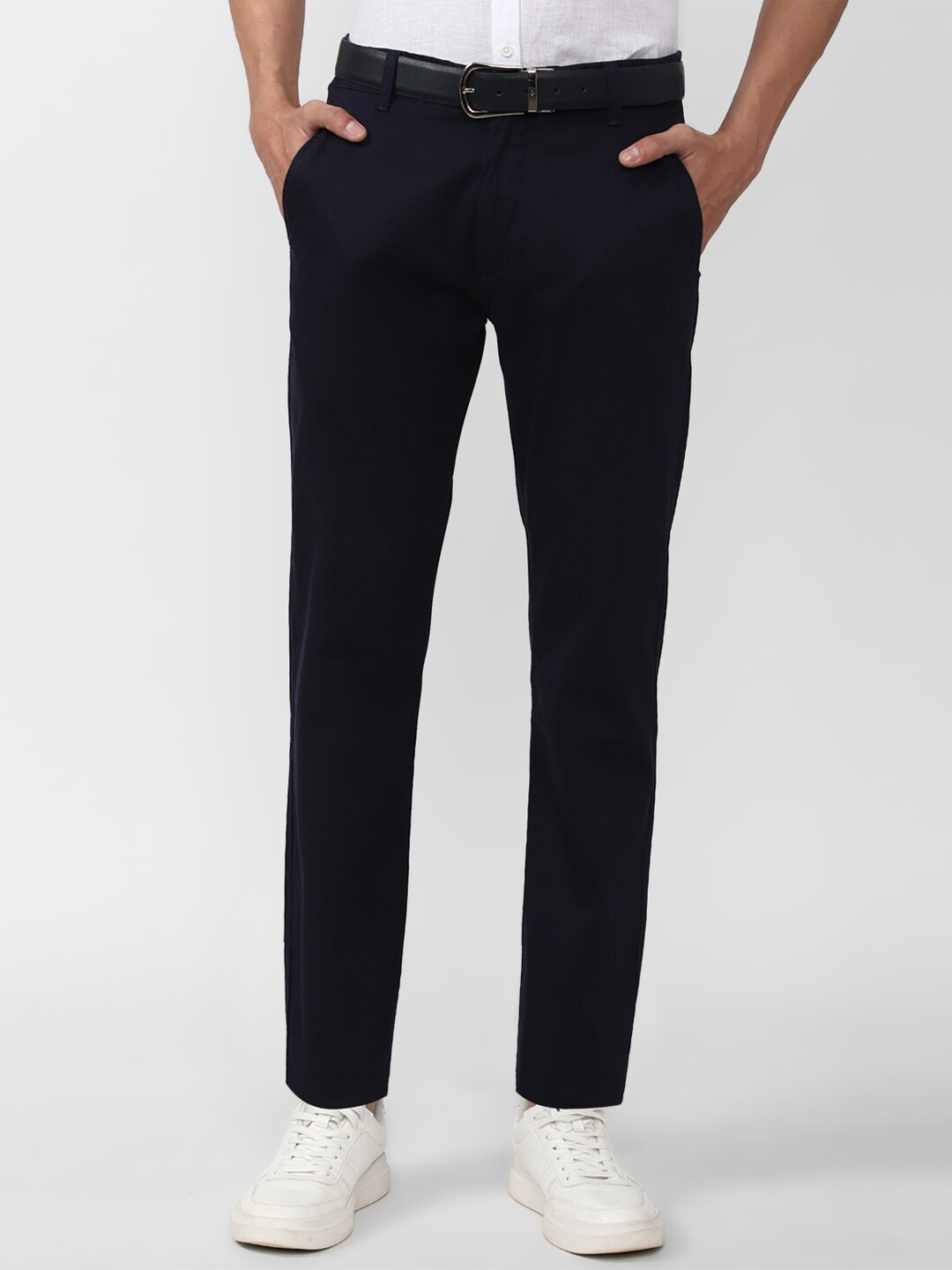 

Peter England Casuals Men Slim Fit Trousers, Navy blue