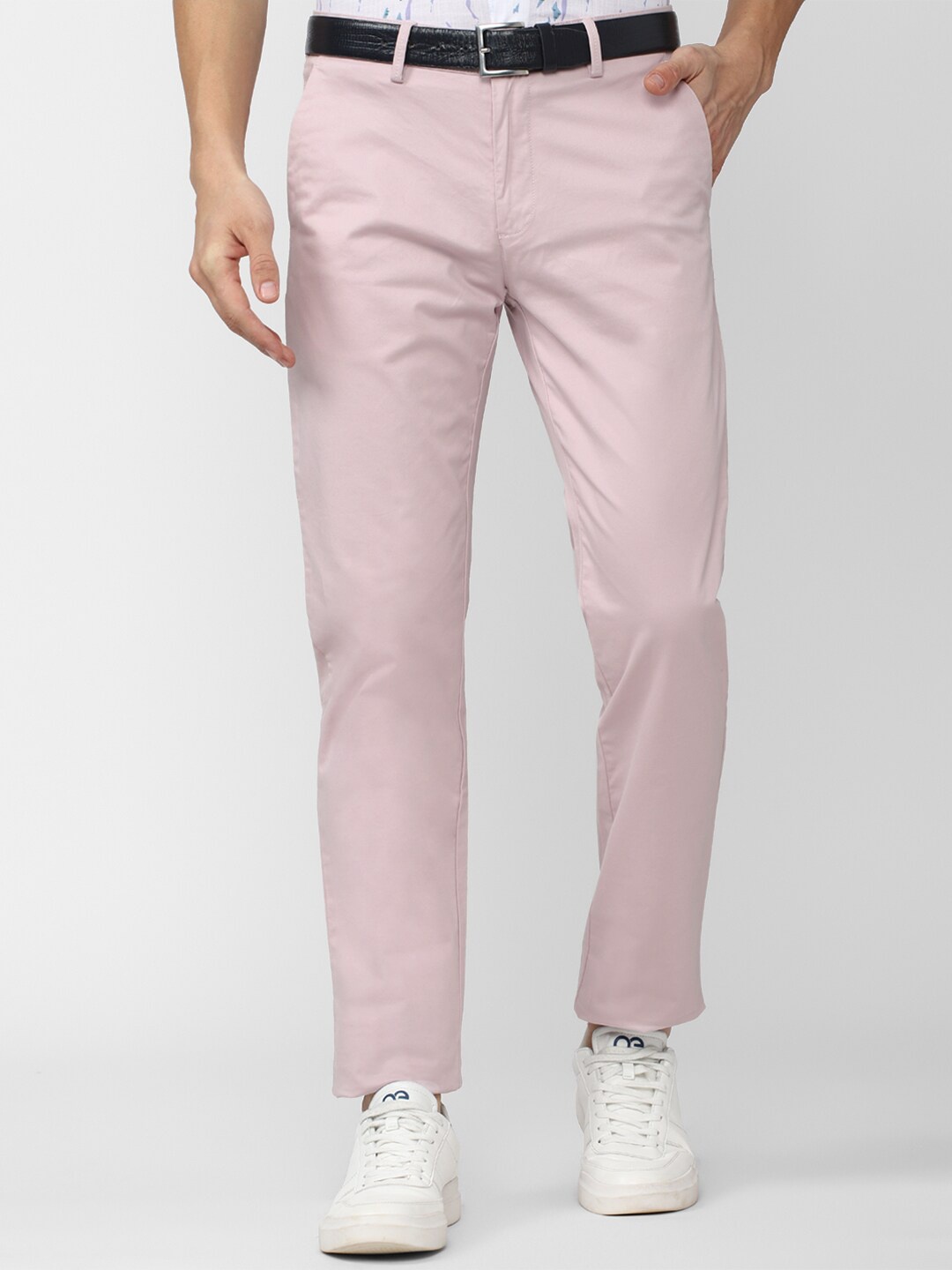 

Peter England Casuals Men Slim Fit Trousers, Pink