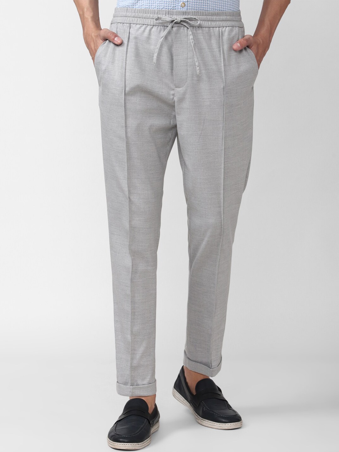 

Peter England Casuals Men Slim Fit Pleated Trousers, Grey