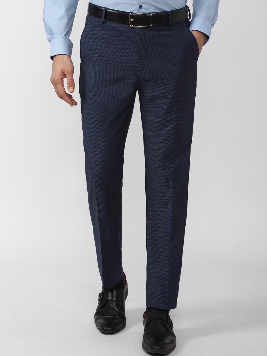 

Peter England Elite Men Slim Fit Trousers, Navy blue