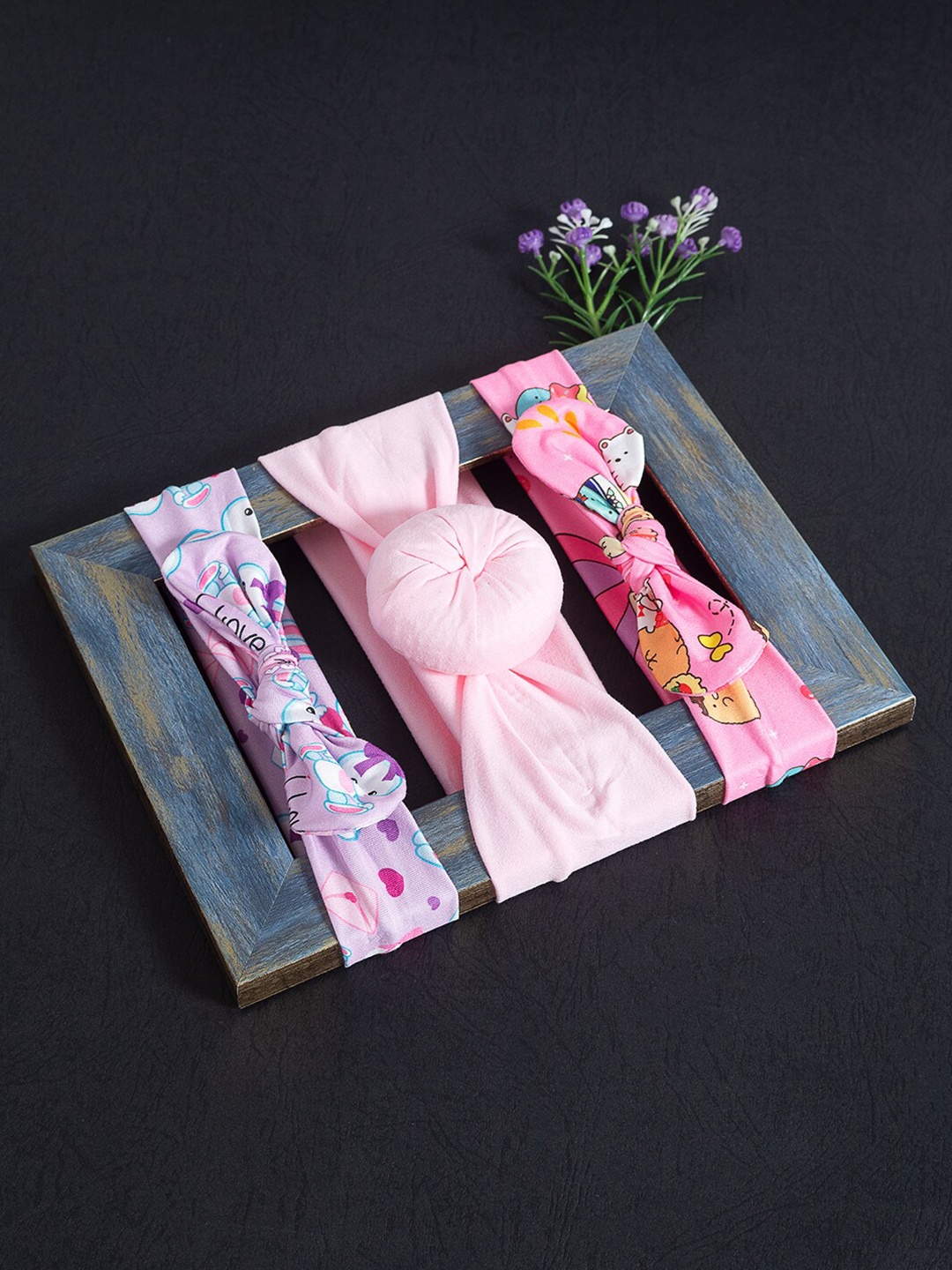 

Golden Peacock Girls Set of 3 Hairband, Pink