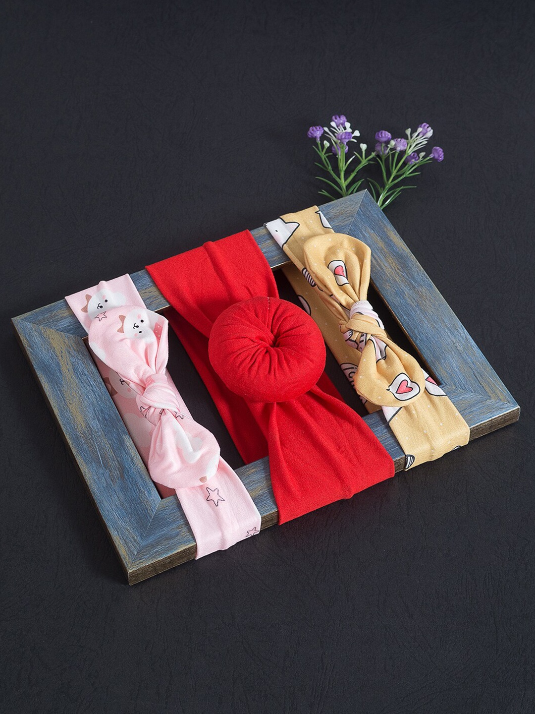 

Golden Peacock Girls Set of 3 Hairband, Red